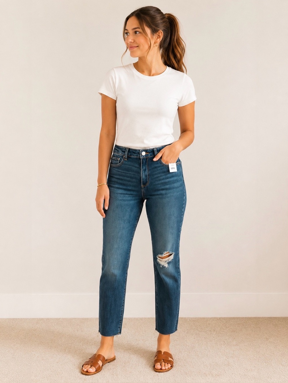 dl1961 Mara straight midrise distressed instasculpt ankle jeans